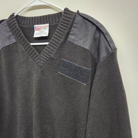 Navy V Neck Pullover By Jack Young Men's XL Black 100% Acrylic Sweater 1420 - Picture 6 of 9